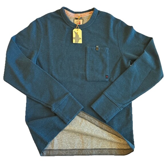 NWT Relwen Micro Waffle Crew, Exclusive, Long Sleeve, Men Size S, Blue - Picture 2 of 8